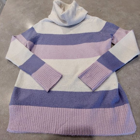 SUZY SHIER Cowl Neck Long Sleeves Color Block Pullover Sweater - Sz XS/TP - Picture 1 of 11